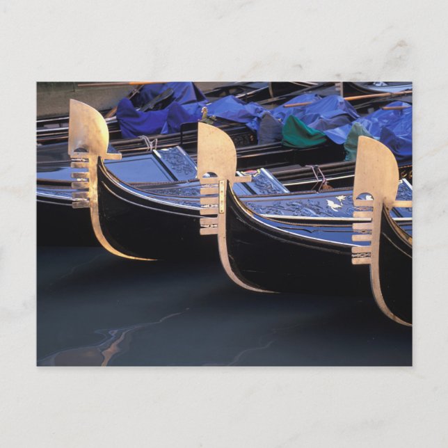 Italy, Veneto, Venice. Row of Gondolas. Postcard (Front)