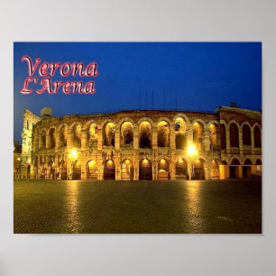 Italy - Veneto - Verona - Arena at Night - Poster