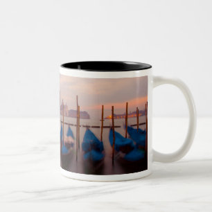 Italy, Venice. Anchored gondolas at twilight. Two-Tone Coffee Mug