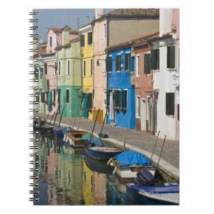 Italy, Venice, Burano. Multicolored houses along 2 Spiral Notebook