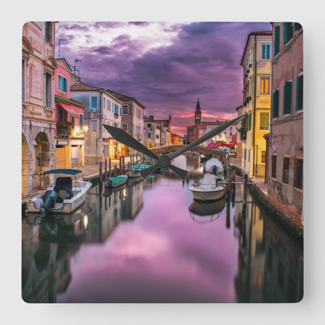 Italy Venice Canal Acrylic Wall Clock (Front)