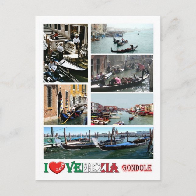 Italy - Venice - Gondolas - I Love - Postcard (Front)