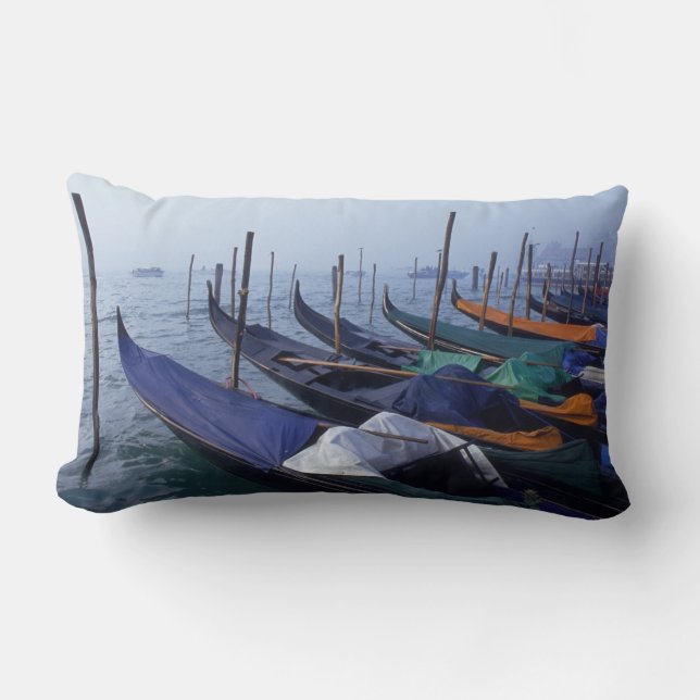 Italy, Venice. Gondolas. Lumbar Cushion (Front)