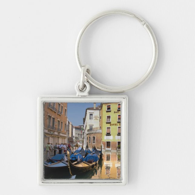 Italy, Venice, gondolas moored along canal Key Ring (Front)