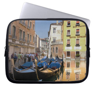 Italy, Venice, gondolas moored along canal Laptop Sleeve