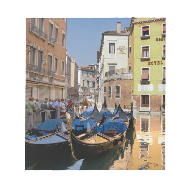 Italy, Venice, gondolas moored along canal Notepad (Front)