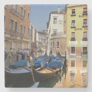 Italy, Venice, gondolas moored along canal Stone Coaster