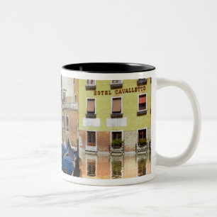 Italy, Venice, gondolas moored along canal Two-Tone Coffee Mug