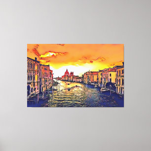 Italy Venice Grand Canal Digital Art Painting Canvas Print