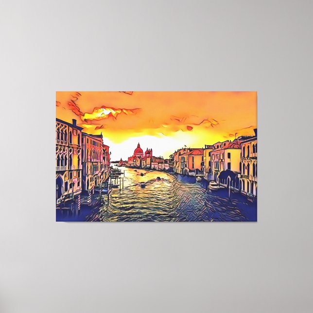 Italy Venice Grand Canal Digital Art Painting  Canvas Print (Front)