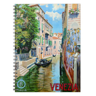 Italy Venice Vintage Travel Poster Restored Notebook
