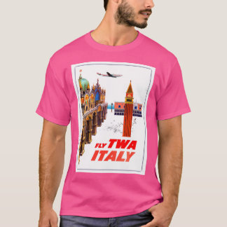 Italy Vintage Air Travel Airline Advertising Prin T-Shirt