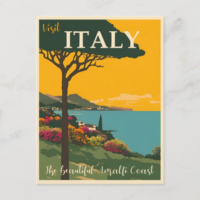 Italy Vintage Amalfi Coast Travel  Postcard (Front)