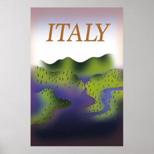 Italy Vintage style landscape travel poster. Poster
