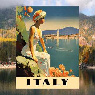 Italy Vintage Travel Romantic Mediterranean Postcard