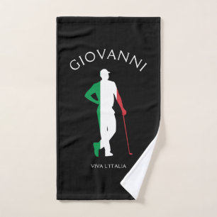 Italy Viva l'Italia Italian Flag Male Golfer Golf Hand Towel