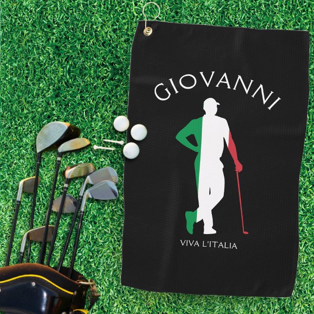 Italy Viva l'Italia Italian Flag Male Golfer Name Golf Towel (Italy Viva l'Italia Italian Flag Male Golfer Name Golf Towel)