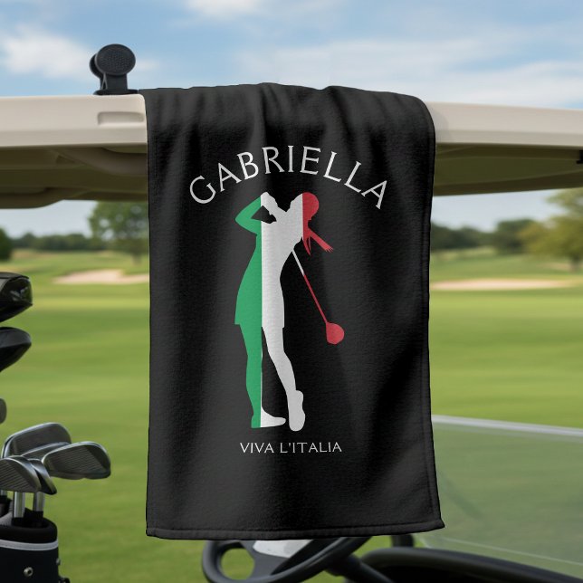 Italy Viva l'Italia Italian Flag Woman Golfer Name Golf Towel (Italy Viva l'Italia Italian Flag Woman Golfer Name Golf Towel
)