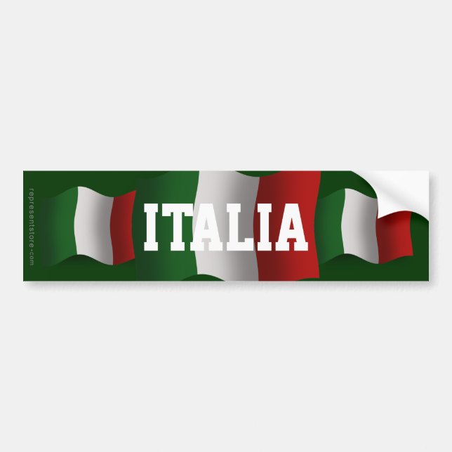Italy Waving Flag Bumper Sticker (Front)