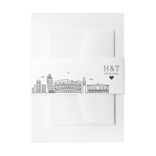 Italy Wedding Stylised Skyline Monogram Invitation Belly Band