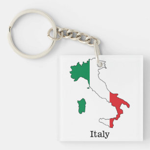 Italy's Flag Within Its Map - Souvenir Collection Key Ring
