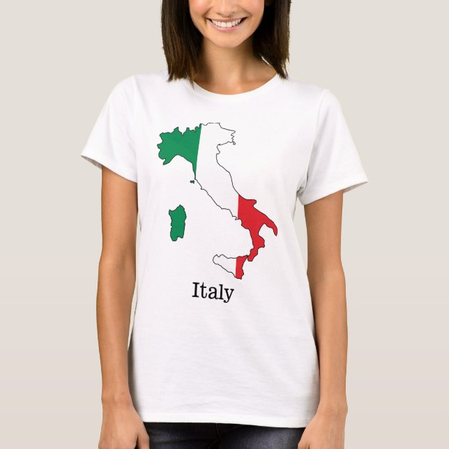 Italy's Flag Within Its Map - Souvenir Collection T-Shirt (Front)