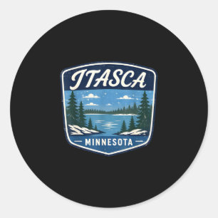 Itasca minnesota lake nature outdoor adventure classic round sticker