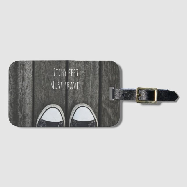 Itchy Feet Must Travel Luggage Tag (Front Horizontal)