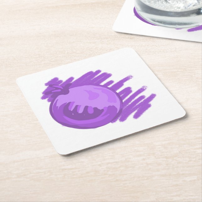 ITD Blurberries and Cream Square Paper Coaster (Angled)