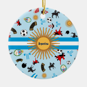 Items of Argentina with flag across it Ceramic Tree Decoration