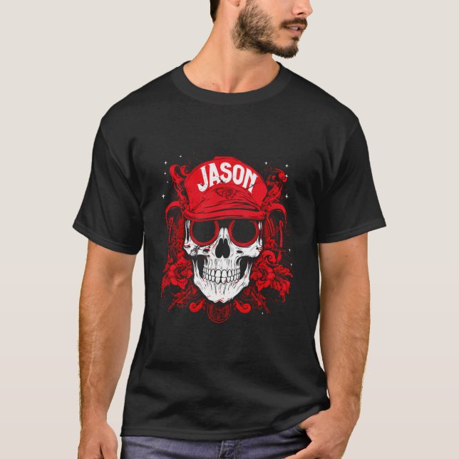 Items Personalised Skull With Jason Name T-Shirt (Front)