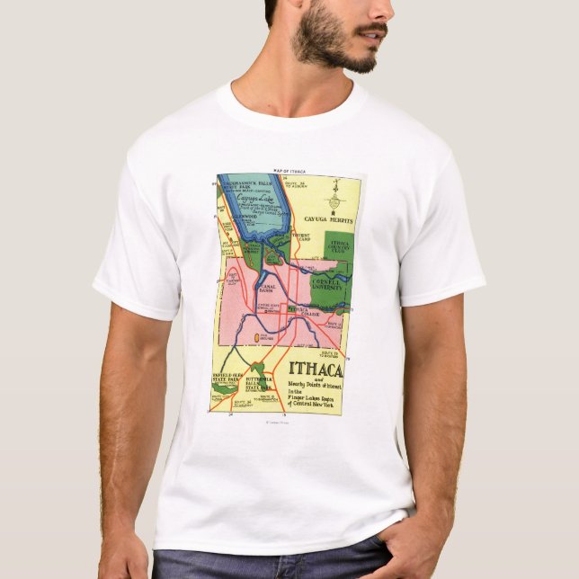 Ithaca and Nearby Points of Interest T-Shirt (Front)