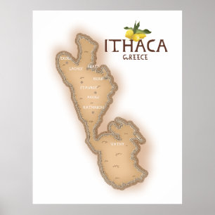 ithaca greece map poster