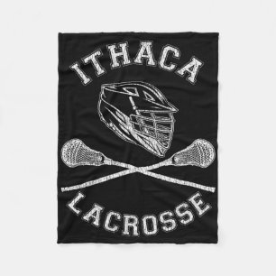 Ithaca Lacrosse Vintage Distressed Retro Lax Fleece Blanket