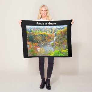 ITHACA NEW YORK GORGE FLEECE BLANKET