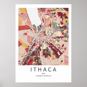 Ithaca New York Map Poster Modern City Wall Art