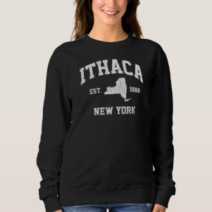 Ithaca New York Ny Vintage State Athletic Style Sweatshirt