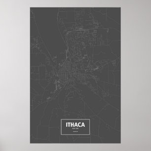 Ithaca, New York (white on black) Poster