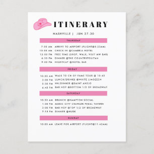 ITINERARY POSTCARD