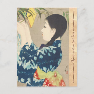 Ito 100 Figures of Beauties Wearing Takasa Kimono Postcard