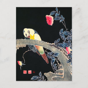 Ito Jakuchu Parrot on the Branch of a Flowering Postcard