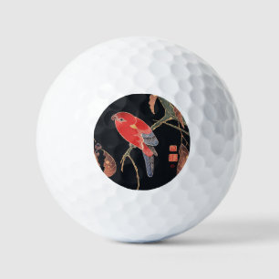 Ito Jakuchu Red Parrot on the Branch Japanese Art Golf Balls