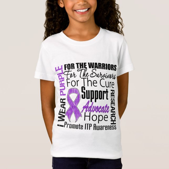 ITP Awareness I Wear Purple Ribbon T-Shirt (Front)