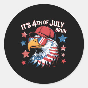 Its 4th Of July Bruh Bald Eagle Kids Boys  Classic Round Sticker