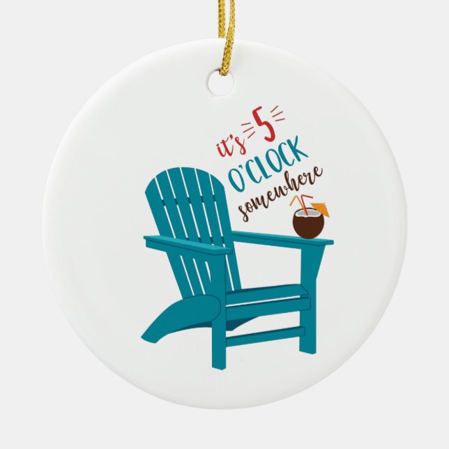 It's 5 O'Clock Ceramic Tree Decoration (Front)