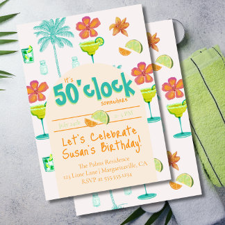 It's 5 O'clock Somewhere Party Theme Invitation