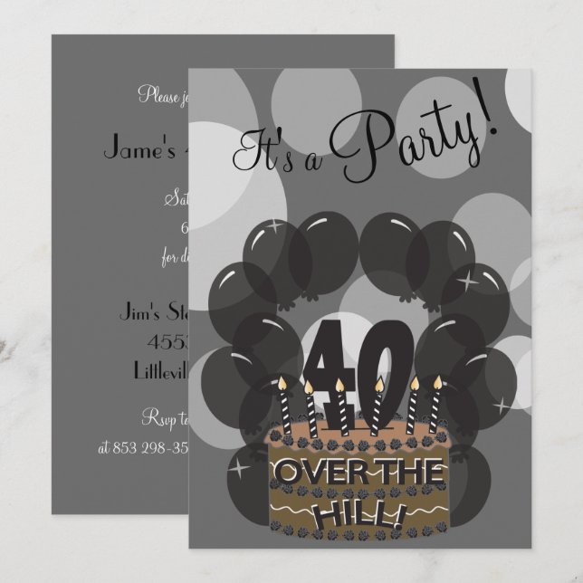 It's A 40th Over the Hill Birthday Party Invitation (Front/Back)