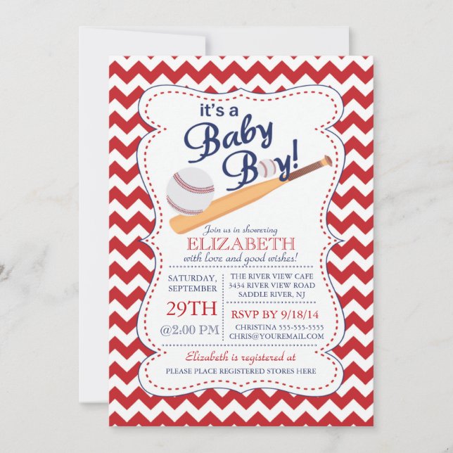 It's a Baby Boy Baseball Baby Shower Invitation (Front)