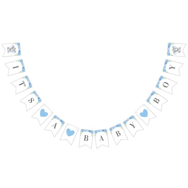 It's a Baby Boy Light Blue Floral Shower Spinkle Bunting (All)