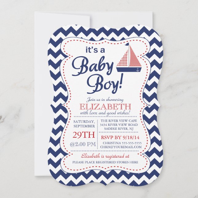 It's a Baby Boy Sailboat Nautical Baby Shower Invitation (Front)